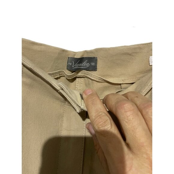 Vintage Vanilla  Womens Beige Pants W/ Zipper Pockets & Button Closure - Picture 3 of 5